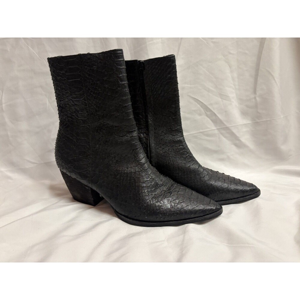 Matisse Caty Snake Pointed Toe Zippered Booties Womens Black Boots 9 Western